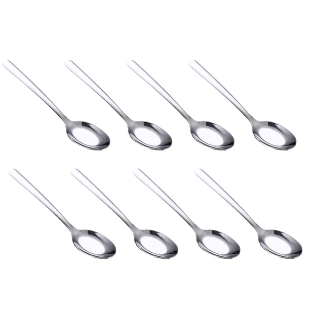 Juego de cucharas para la cena, 8 cucharas, cucharas de acero inoxidable, cucharas de metal duraderas, acabado de espejo y aptas para lavavajillas, para el hogar, restaurante, color plateado