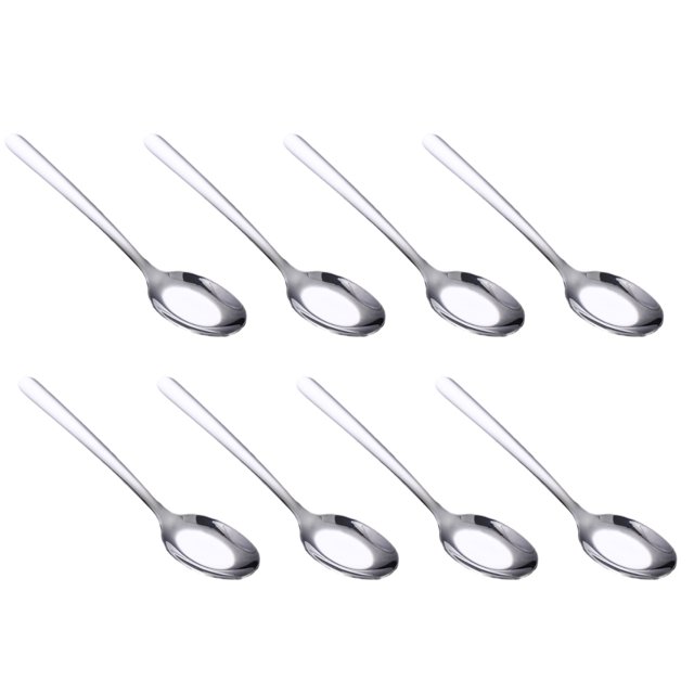 Juego de cucharas para la cena, 8 cucharas, cucharas de acero inoxidable, cucharas de metal duraderas, acabado de espejo y aptas para lavavajillas, para el hogar, restaurante, color plateado