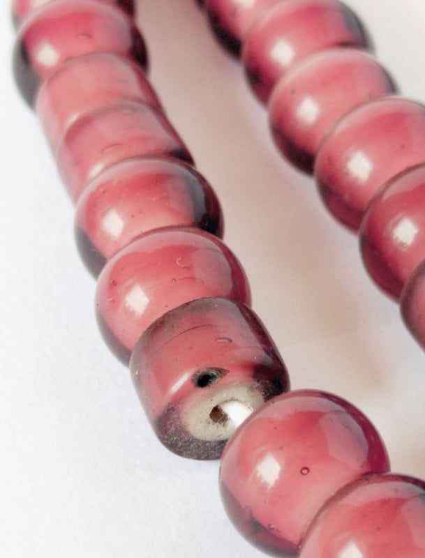 ZuluCraftShop Antique Purple Heart Glass Beads, 8mm  Round Beads