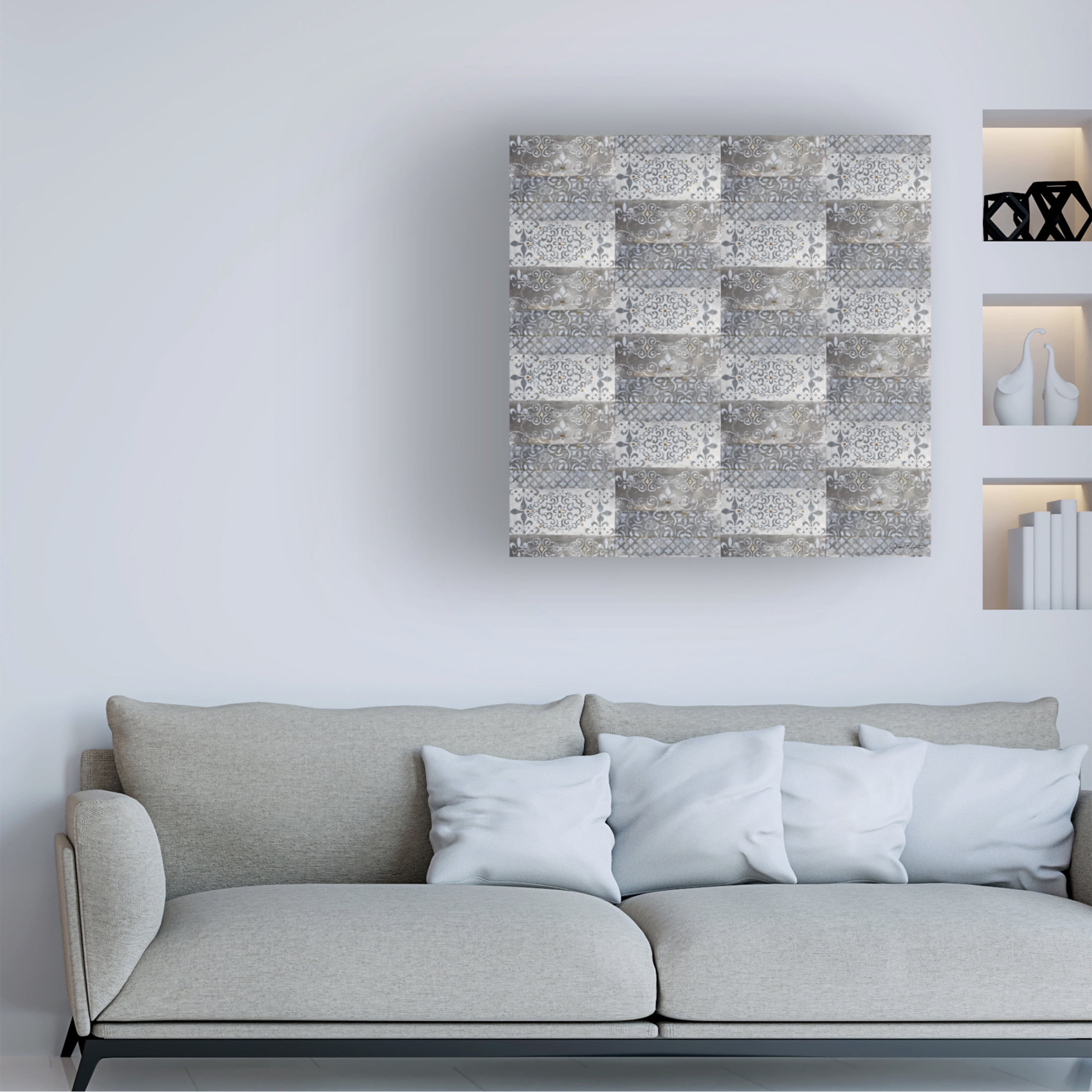 Canvas Wall Art - Jean Plout 'Abstract Lace E' Wall Art for Living Room, Bedroom, or Office Décor by Trademark Fine Art - 18 x 18 Inches