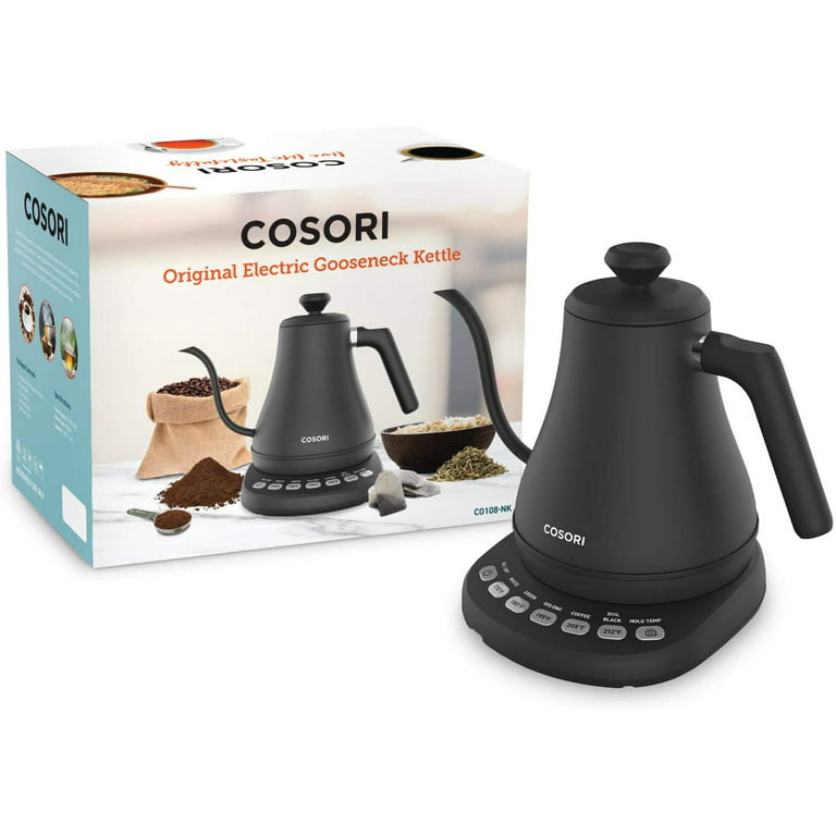 COSORI Electric Gooseneck Kettle with 5 Variable Presets, Pour Over Kettle  & Coffee Kettle, 100% Stainless Steel Inner Lid & Bottom, 1200 Watt Quick  Heating, 0.8L, Silver