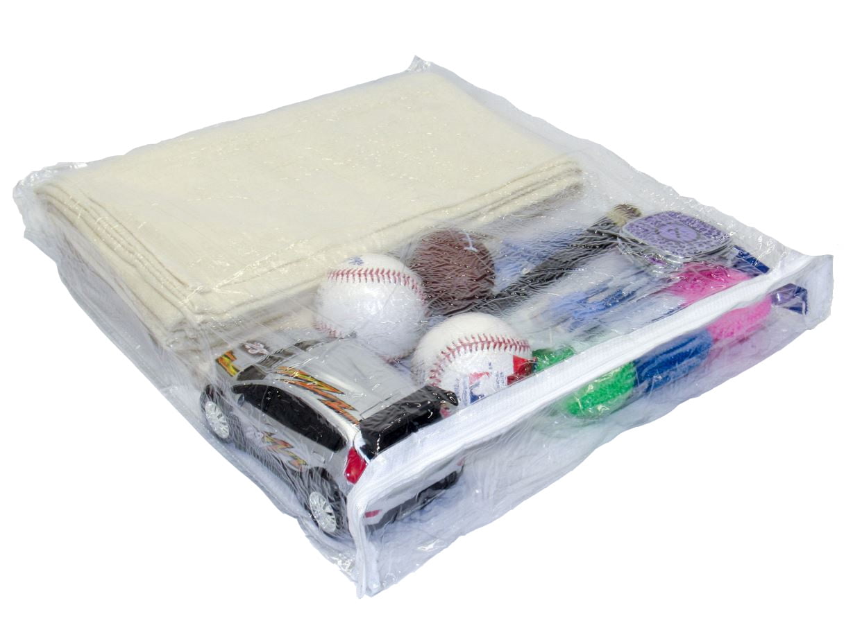 Heavy Duty Vinyl Zippered Closet Square Storage Bags (Clear) for