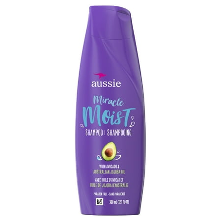 Aussie Miracle Moist with Avocado & Jojoba Oil, Paraben Free Shampoo, 12.1 fl