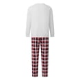 thumbnail image 5 of Family Matching Christmas Pajamas, Solid Color Tops  Plaid Pants Holiday Sleepwear Set, 5 of 11
