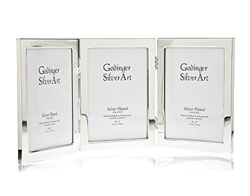 Godinger Classic Triple 4x6 picture frame silver plated 