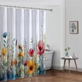 thumbnail image 5 of Extra Long 72"x84" Cute Art Pastel Yellow Blue Flowers Shower Curtain Set with Hooks Watercolor Botanical Bathroom Curtain Modern Minimalist Waterproof Bath Curtain Machine Washable, 5 of 6