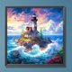 thumbnail image 3 of Kit de pintura por números sobre lienzo, arte al óleo artesanal, imagen de la isla del faro, 40x40cm, 3 of 9