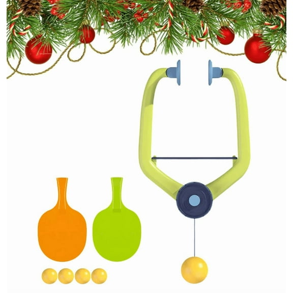 Door Ping Pong Game, 2026 New Door Ping Pong Game Over The Door, Adjustable Doorway Ping Pong Game Door Jam Ping Pong Trainer, Hanging Table Tennis with Racket and Balls 1Set