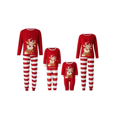 

Youweixiong Christmas Parent-child Matching Pajamas Set Elk Printing Long Sleeve Sleepwear for Mom/Dad/Kid/Baby