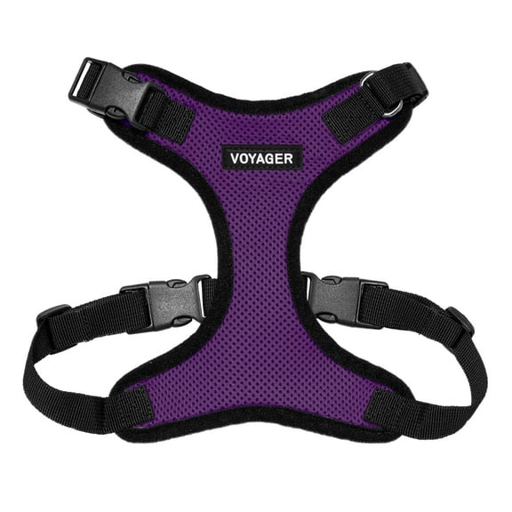 Voyager Step-In Lock Pet Harness - All Weather Mesh, Adjustable Step In Harness for Cats and Dogs by Best Pet Supplies - Purple/Black Trim, XL