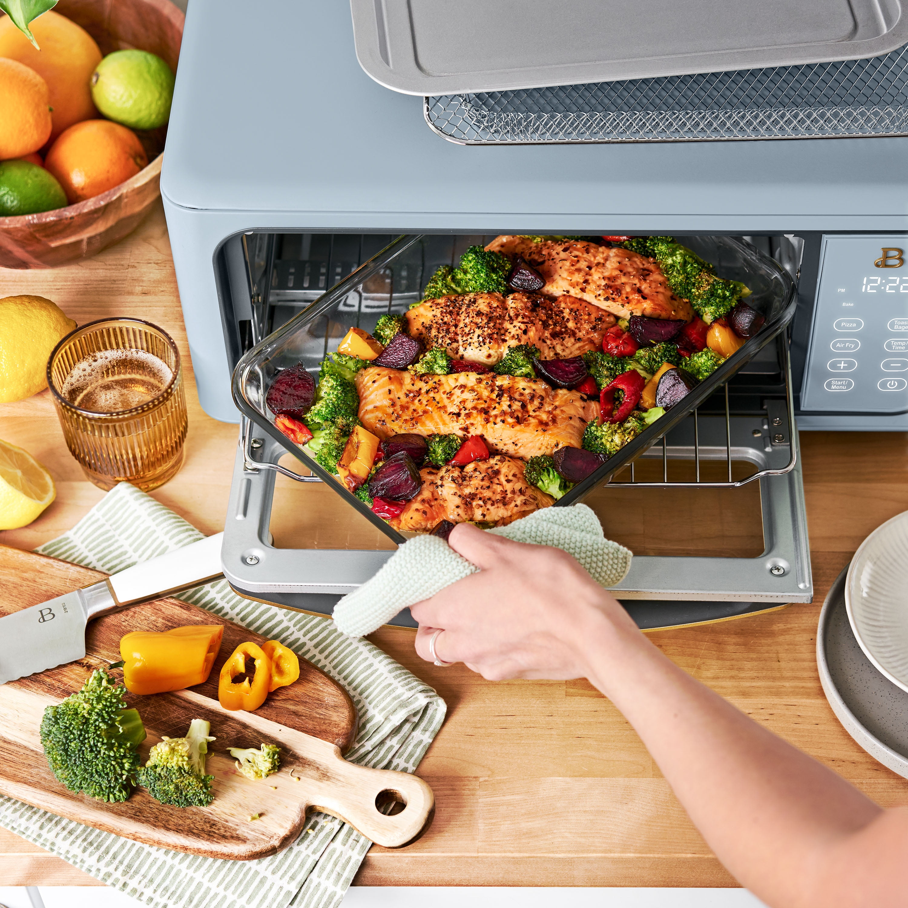 Beautiful Infrared Air Fry Toaster Oven, 9-Slice, 1800 W, Cornflower Blue by Drew Barrymore