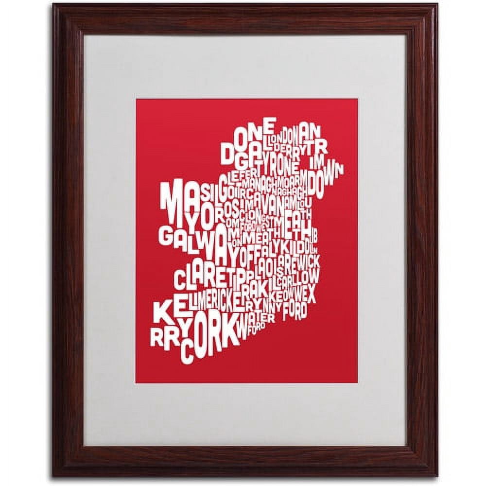 Trademark Fine Art "RED-Ireland Text Map" Matted Framed Art by Michael Tompsett
