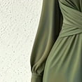 thumbnail image 3 of MORTTIC Women's Elegant V-Neck Jumpsuit  Cross Front Cuffed Long Sleeve Belted Wide Leg Solid Color Romper Green，S, 3 of 4