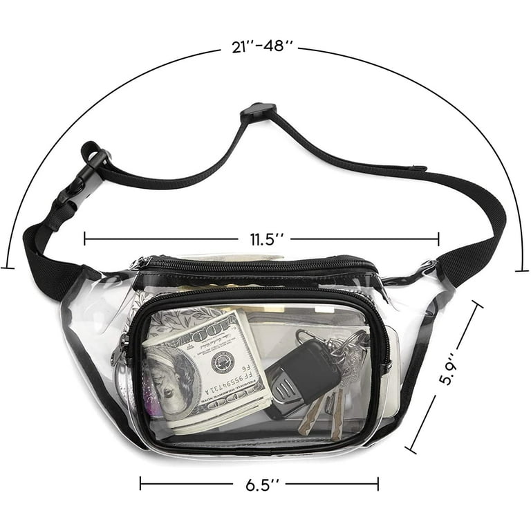  Clear Belt Bag Clear fanny pack stadium approved for Women Men  with Adjustable Strap Clear Crossbody Bag Waist Bag for Concerts Sports  Travelling Hiking Running(Brown)