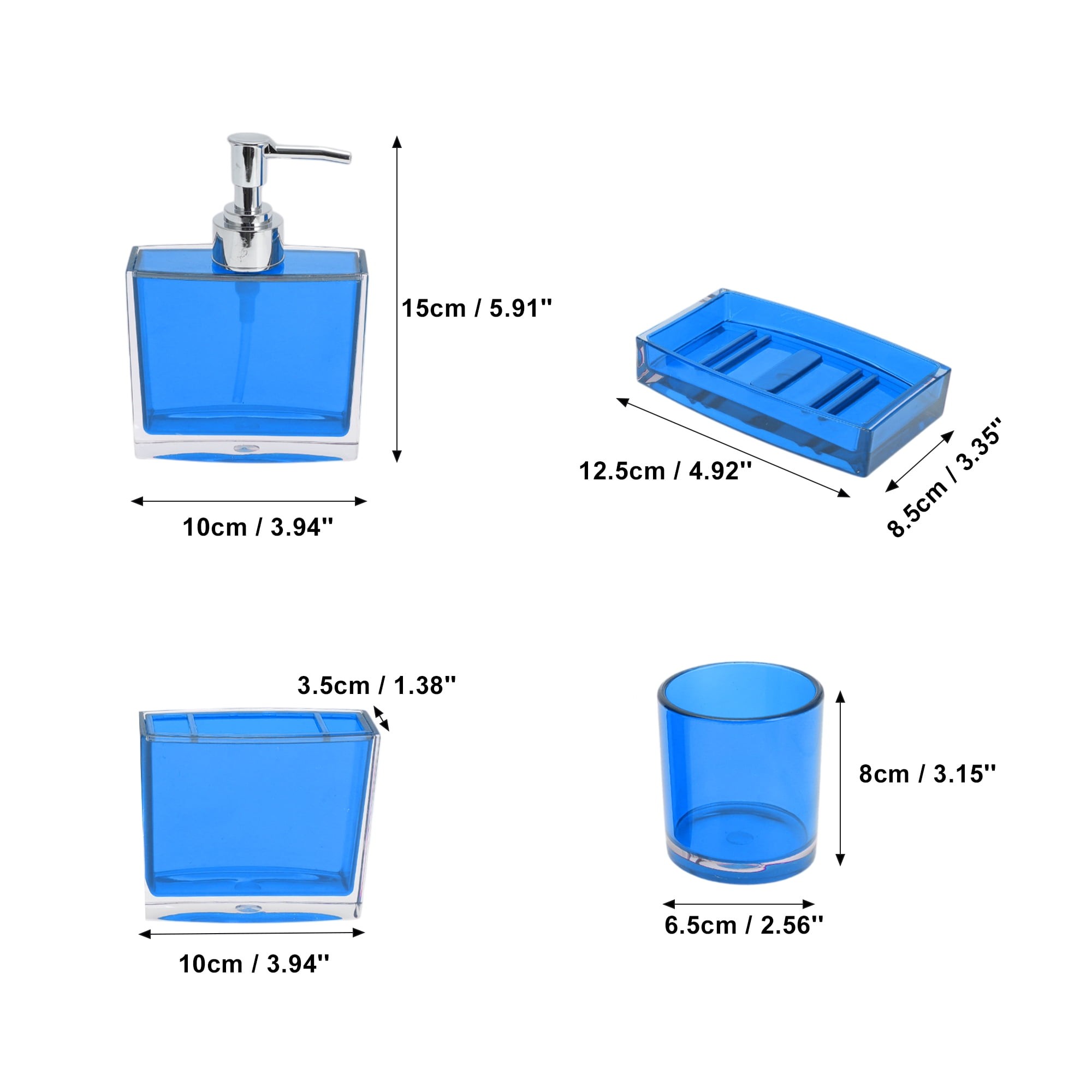 Unique Bargains 4Pcs Lightweight Bathroom Accessories Set Blue
