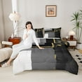 thumbnail image 4 of jejeloiu Abstract Geometric Twin Comforter Sets,Black White Bedding Set For Men Women Reversible 2-Piece, 4 of 8