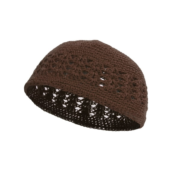 Knitted Head Beanie Hand Crocheted, Brown