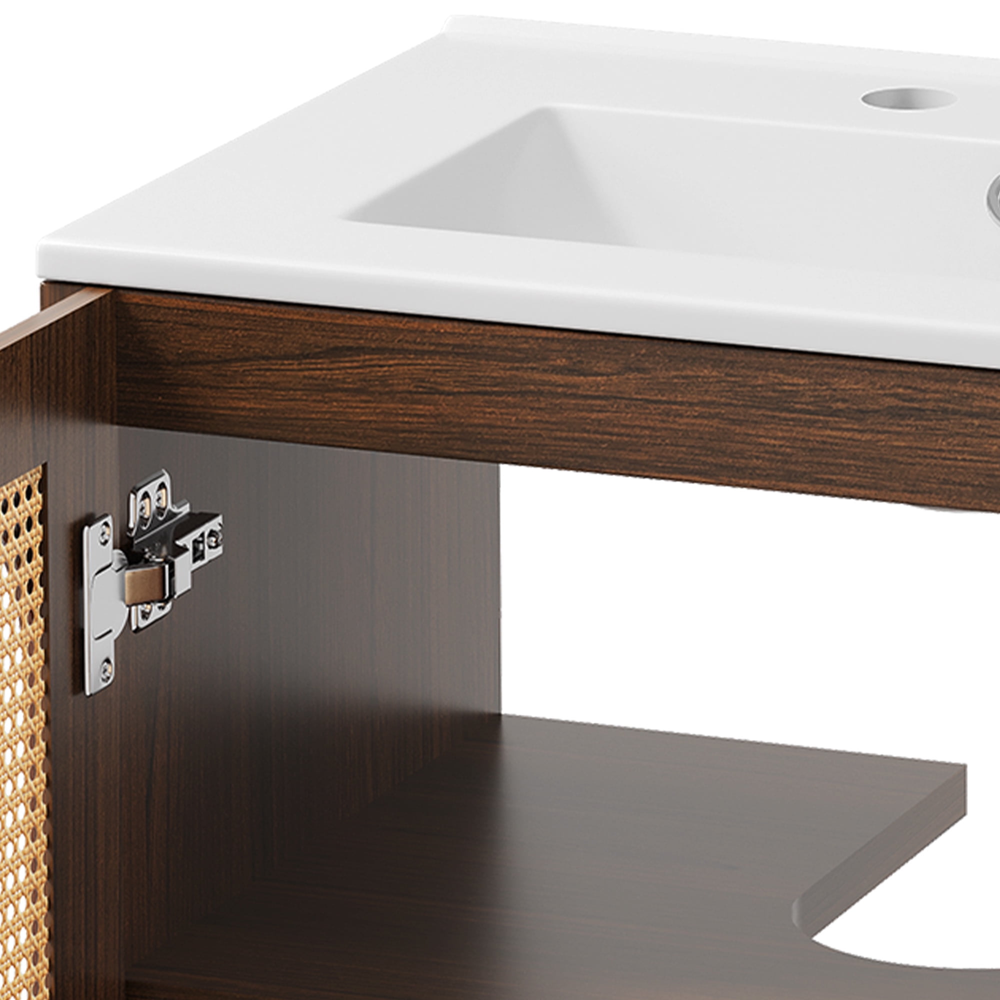 Dextrus 24" Bathroom Vanity with Sink, Freestanding Wooden Cabinet Vanity with Soft-Closing Door, Brown