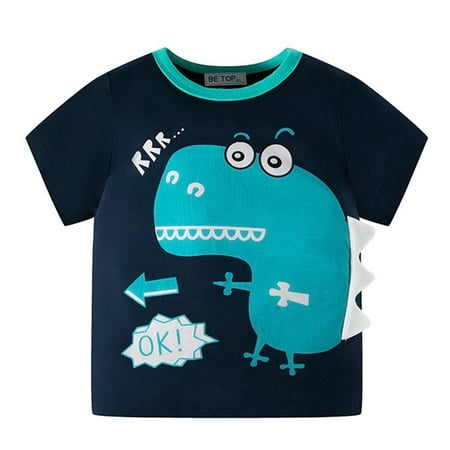

TOWED22 Tshirt Kids Toddler Kids Baby Boys Girls Summer Cartoon Dinosaur Short Sleeve Crewneck T Shirts Tops Tops For Toddler Dark Blue