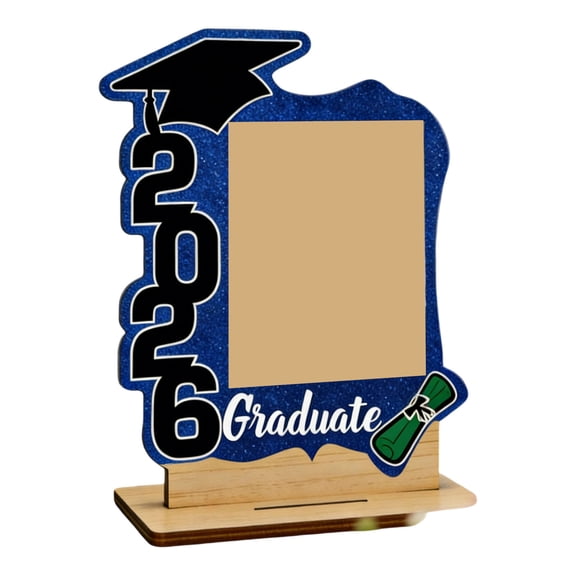 Class of 2026 Graduation Picture Frame Fits a Photo Wooden Graduate Small Photo Holder with Blessing Words for Kindergarten Preschool High School Gift(5.91*7.87")