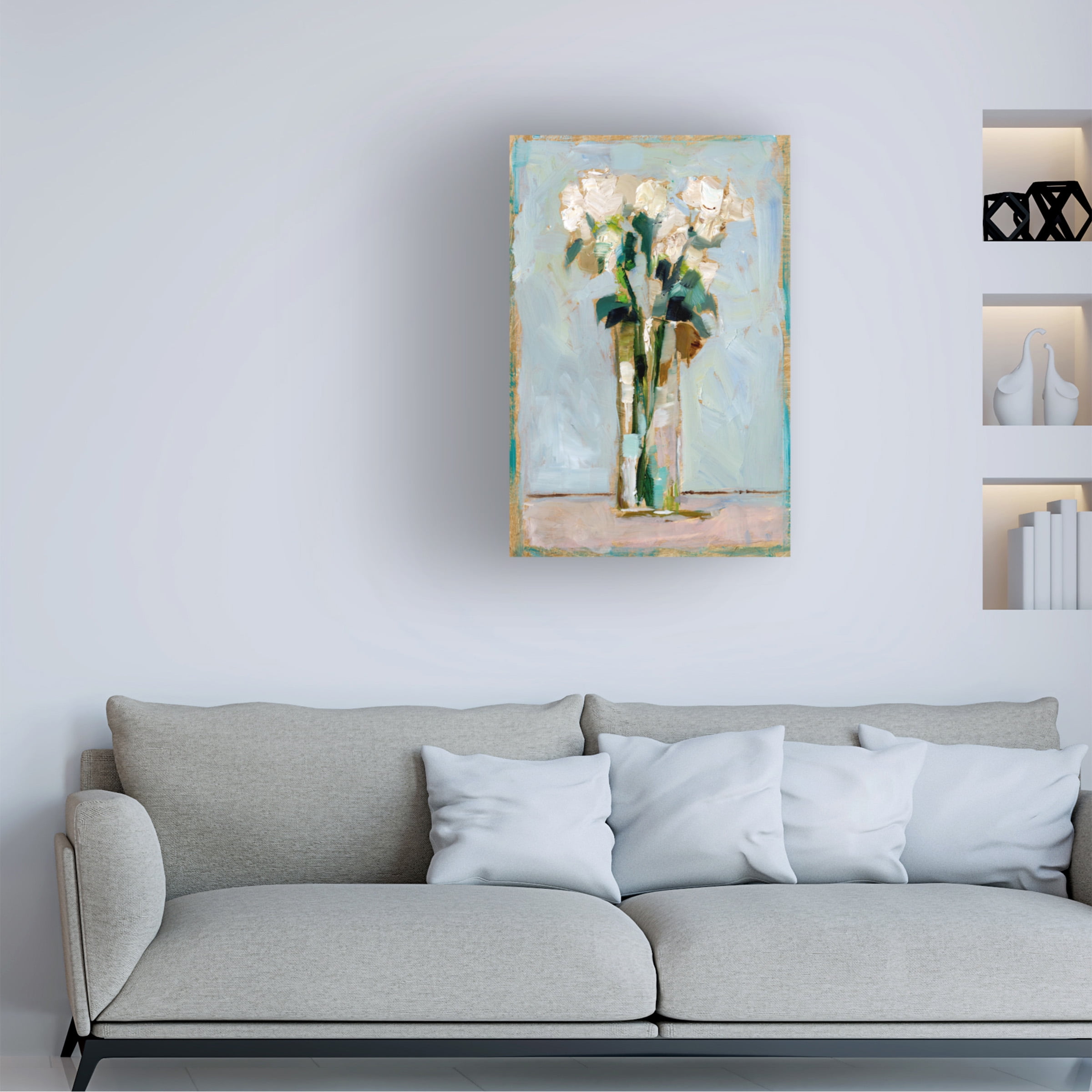 Ethan Harper 'White Floral Arrangement II' Canvas Art