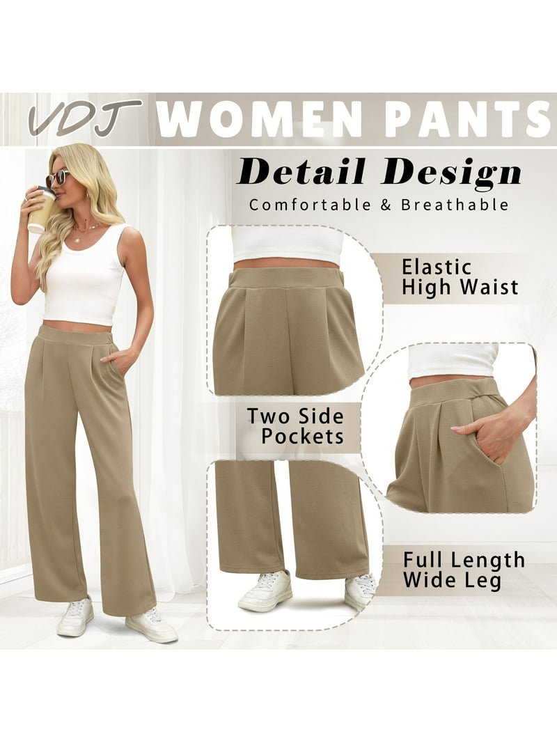 VDJ Wide Leg Pants for Women High Waist Yoga Pants Pull On Flare