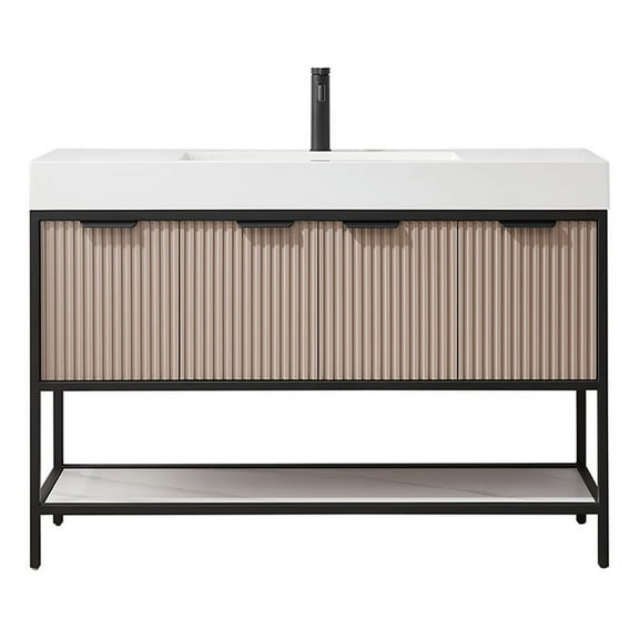 Marcilla 48" One-Piece Composite Stone Sink Top Bath Vanity in Almond Coffee