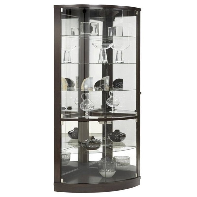 Beaumont Lane Corner Curio Cabinet In Dark Wood Walmart Com