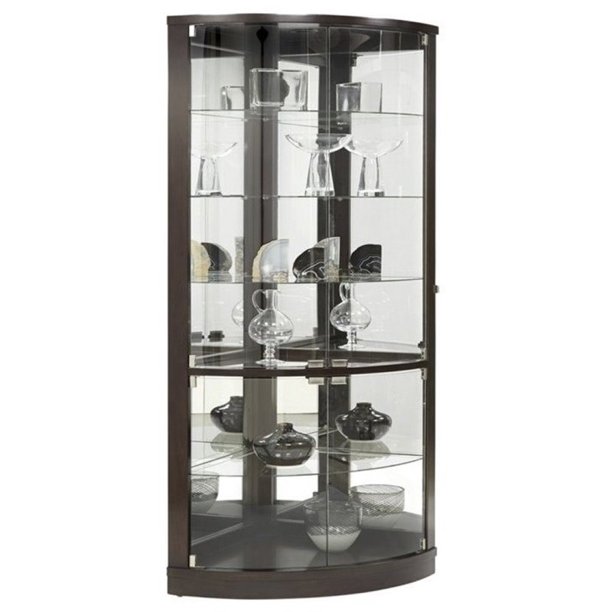Beaumont Lane Corner Curio Cabinet In Dark Wood Walmart Com Walmart Com