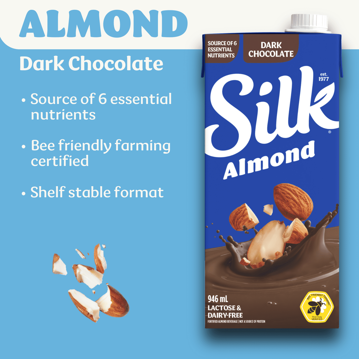 Silk Almond Milk Alternative, Dark Chocolate, Dairy Free, Shelf Stable