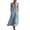 Blue, variant on Women's V Neck Short Sleeve Maxi Dress, Casual Loose Asymmetric Button Tunic Dress with Pockets, Cotton Long Dress for Summer