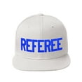 thumbnail image 1 of Classic Snapback Referee Hat High Profile Flat Bill Visor Adjustable Back Cap, White Blue, 1 of 3