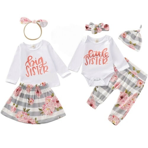 baby and little girl matching dresses