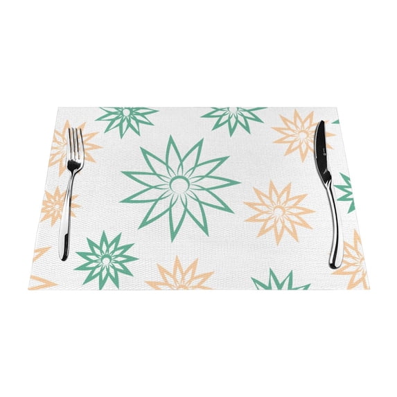 YFYANG Washable Heat-Resistant Placemats, 70% PVC/30% Polyester, Line Floral Graffiti Kitchen Table Mat, 12" x 18" 6 Pcs