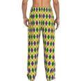 thumbnail image 3 of Goofa Mardi Gras Purple Yellow Plaid Printed Soft Pajama Pants for Men, Wide Leg Comfy Casual Lounge Yoga Pants-XX-Large, 3 of 9