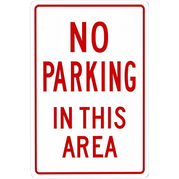 No Parking In This Area Sign - 8"x12" Metal Security Tin Warning Sign, Area Parking Decor for Street Business Home Wall Outdoor Indoor