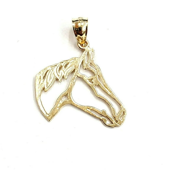 New 14k yellow Gold horse head animal Pendant charm gift fine jewelry 1.2g