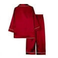 thumbnail image 2 of Children Kid Long Sleeve Silk Pajama Set  Christmas Color Silk Pajamas  Pink 110, 2 of 9