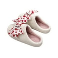 thumbnail image 4 of Xfvqtps Women Fluffy Slippers Strawberry Print Bow Versatile Cute Indoor Home Funny Winter Non-Slip Thick Sole Plush Slippers White, 4 of 9
