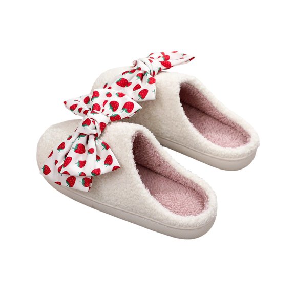 CHUMUD Women's Plush Memory Foam Fluffy Slippers with Thick Bottom Soft Vintage Home Shoes Holiday Slippers Valentine's Day Gifts