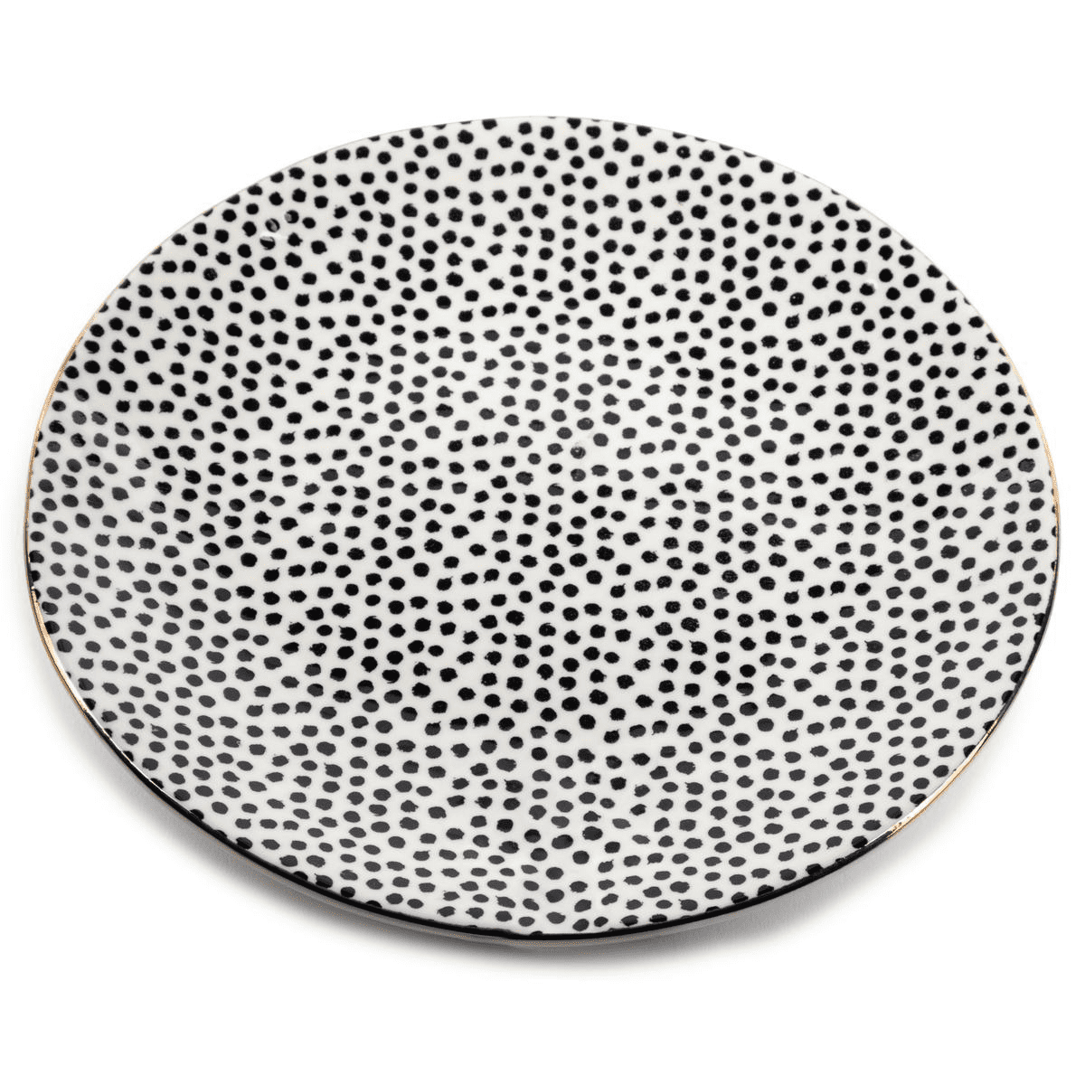 Thyme & Table Dinnerware Black White Medallion Stoneware, 12  Piece Set (Polka Dot), Polka Dots: Dinnerware Sets