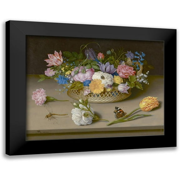 Bosschaert, Ambrosius 14x12 Black Modern Framed Museum Art Print Titled - Flower Still Life