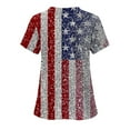 thumbnail image 4 of Womens 4Th of July Summer Scrub Tops Independence Day Workwear Protective Shirts V Neck Tee Short Sleeve Tops Soft Stretch Tunic Blouses USA Flag Star Patriotic T Shirts, 4 of 5