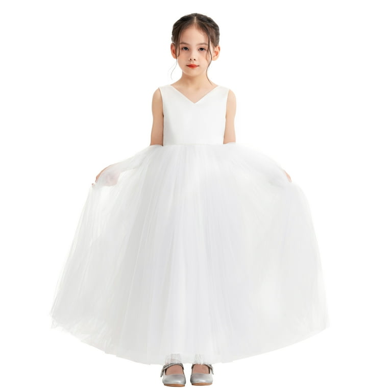 Lovely V-neck Satin Top Tulle Flower Girl Dresses Lovely V-neck Satin Top Tulle Flower Girl Dresses