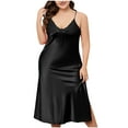 thumbnail image 3 of Zorckvet Womens Soft Nightgowns Plus Size Silk Sleep Shirts Satin Womens Sleepshirts Short Sleeve, 3 of 9