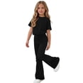 thumbnail image 5 of Loopsun Girls 5-15 Years Solid Short Sleeve Round Neck Top Long Pant Trendy Daily Fashion Outfit, 5 of 5