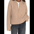 thumbnail image 2 of Suéter de Punto Grueso con Cremallera para Mujer, Abrigo de Otoño con Mangas Largas y Cuello Acanalado Caqui L, 2 of 8