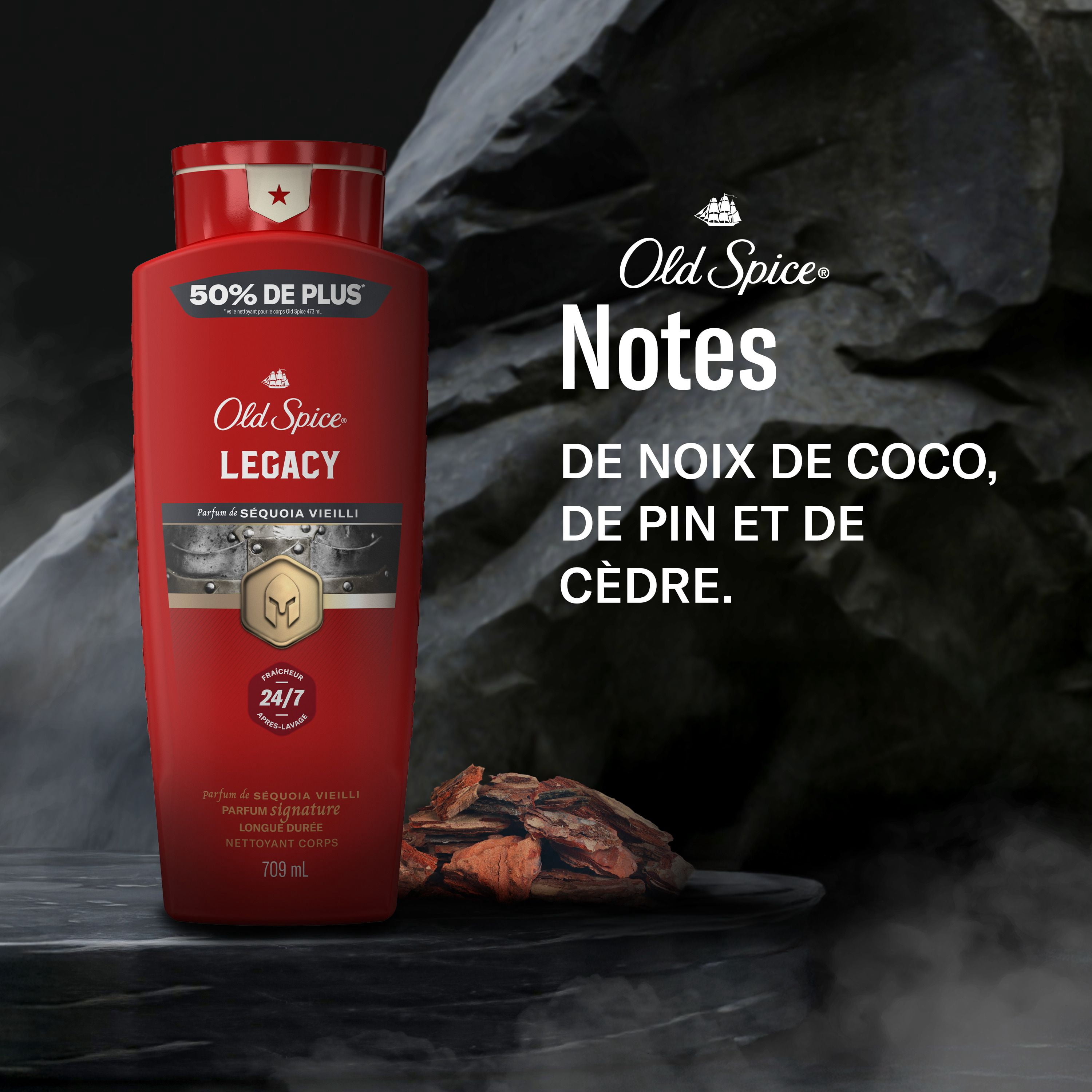 Old Spice Red Collection Body Wash for Men, Legacy Scent, Refreshing Clean, Moisturizing Formula, Long-Lasting Fragrance, 709ml