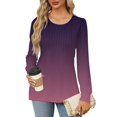 thumbnail image 2 of ADSSDQ Long Sleeve Blouses for Women Dressy Casual Pleated Shirts Fall Fashion Crew Neck Tunic Tops for Leggings Trendy Clothes Dark Purple 2XL, 2 of 5