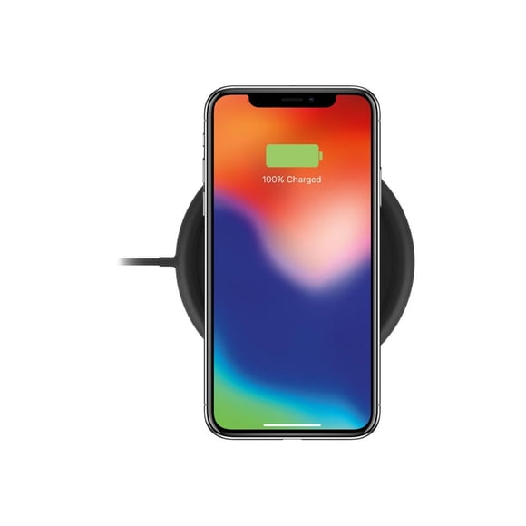 mophie Charge Stream Pad+ - Wireless charging pad + AC power adapter - 10 Watt - Apple Fast Charge, FC - black